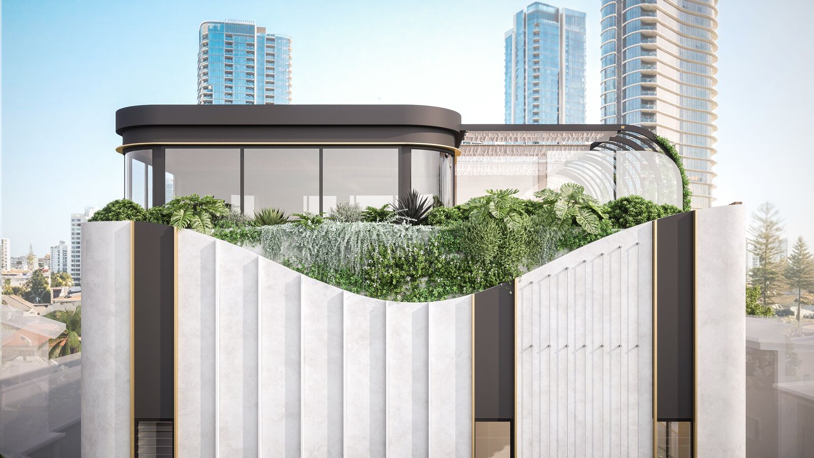 Rooftop terrace overlooking the Surfers Paradise skyline
